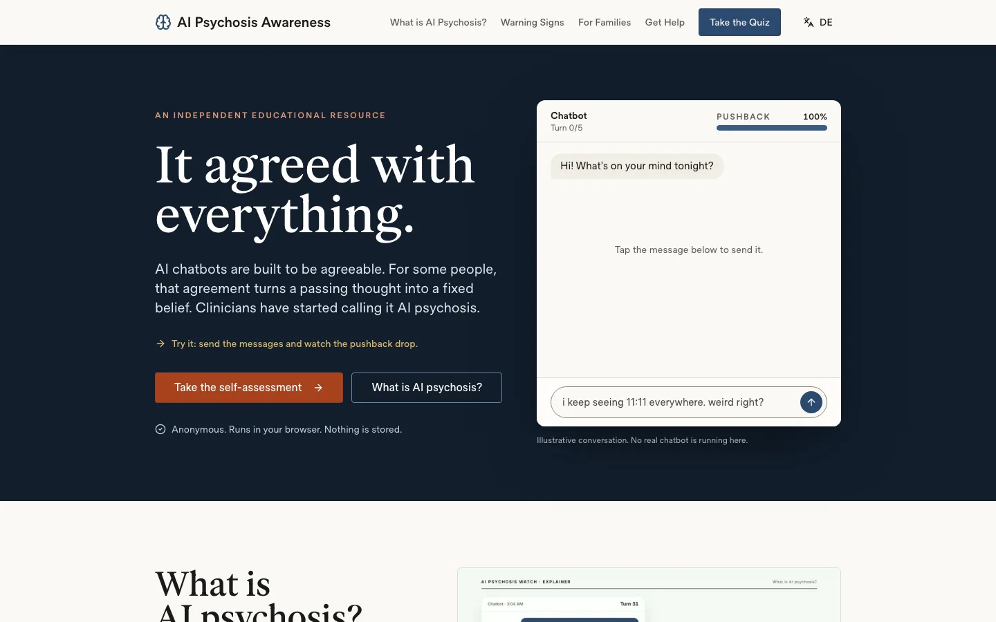 Screenshot of AI Psychosis